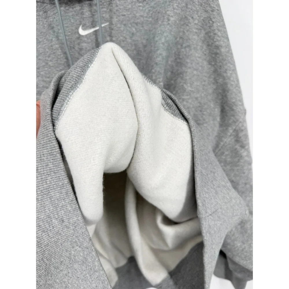 Nike Women Oversized Fleece Hoodie Dark Grey Heather Center Swoosh DQ5858-063 XL